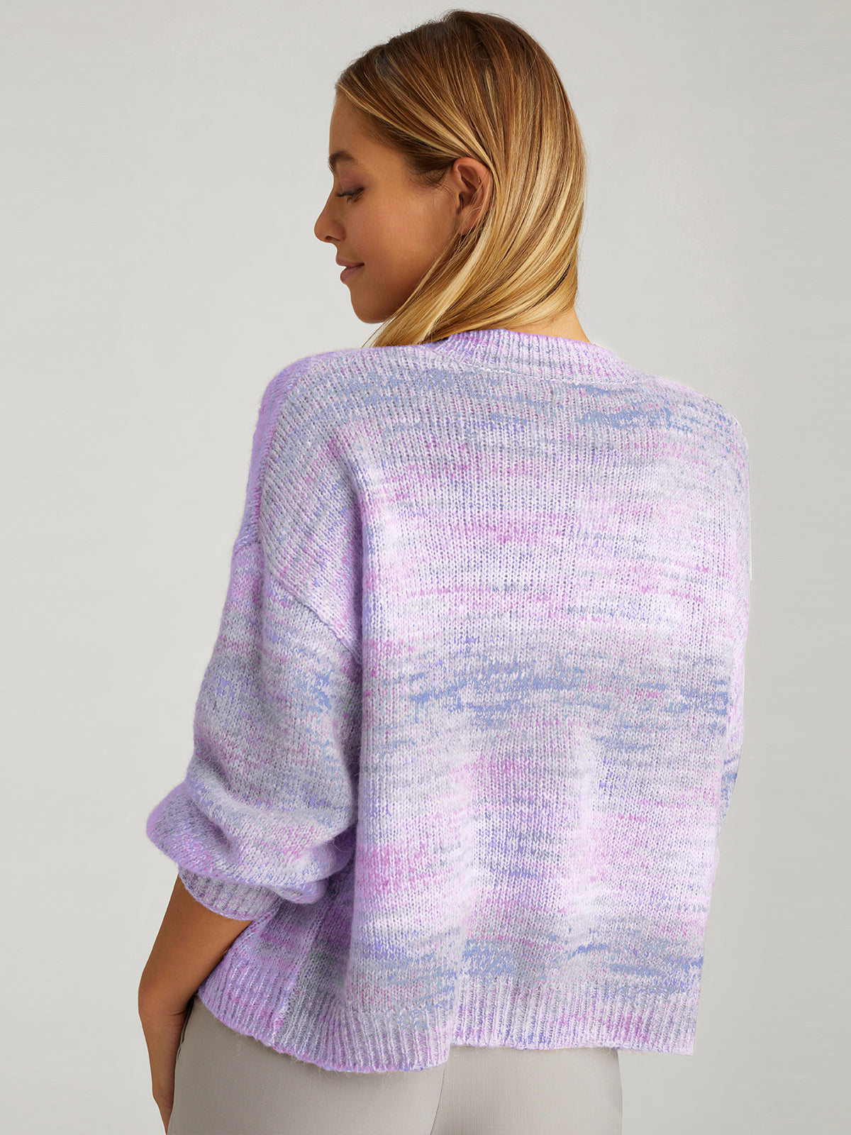 Lylah: Space Dye Open Front Cardigan - Purple Rose Multi / XL