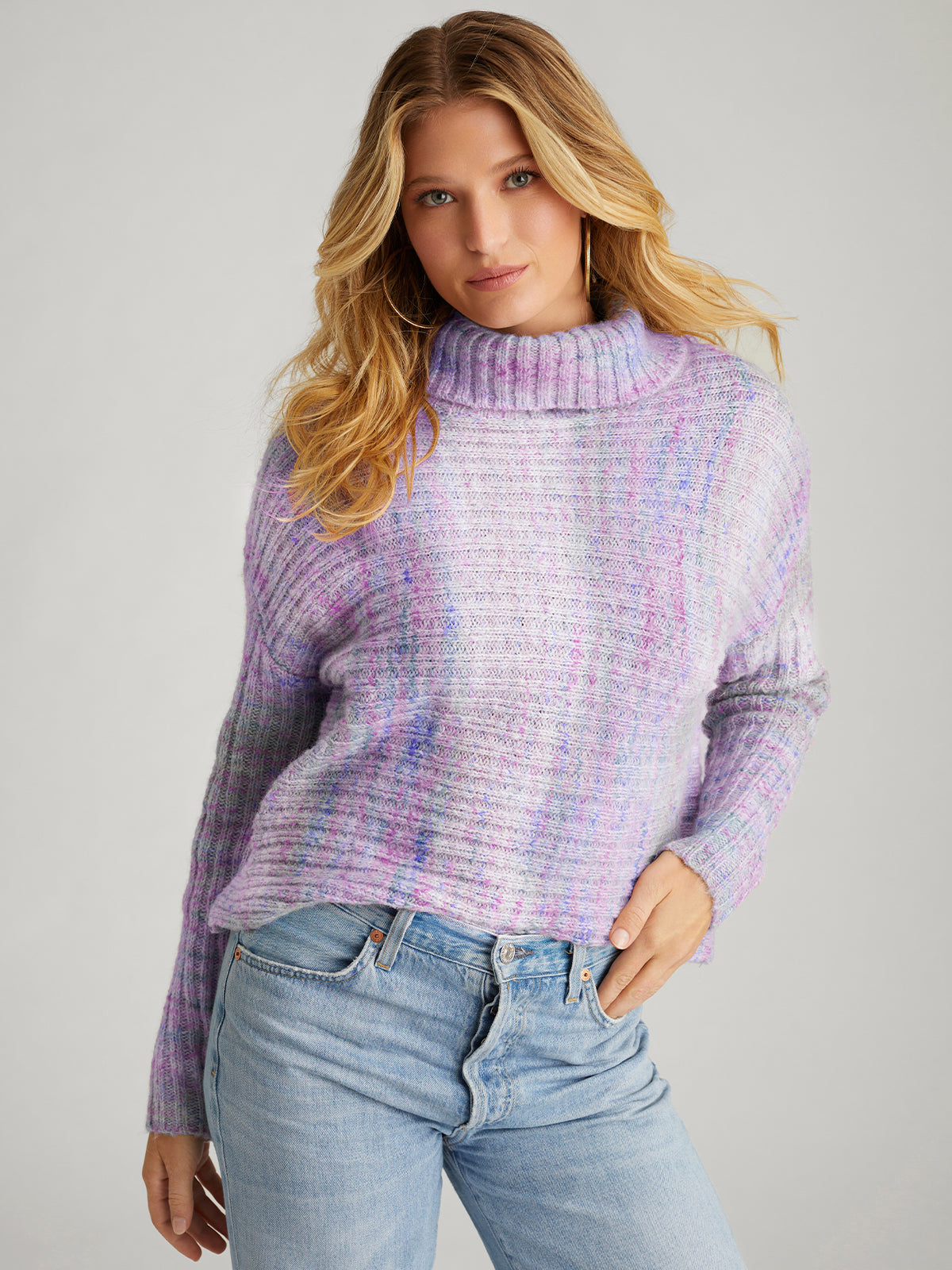 Lizzie: Space Dye Rib Turtleneck Pullover