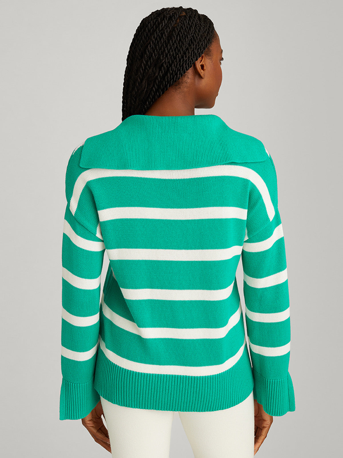 Meredith: 100% Cotton Stripe Polo Pullover