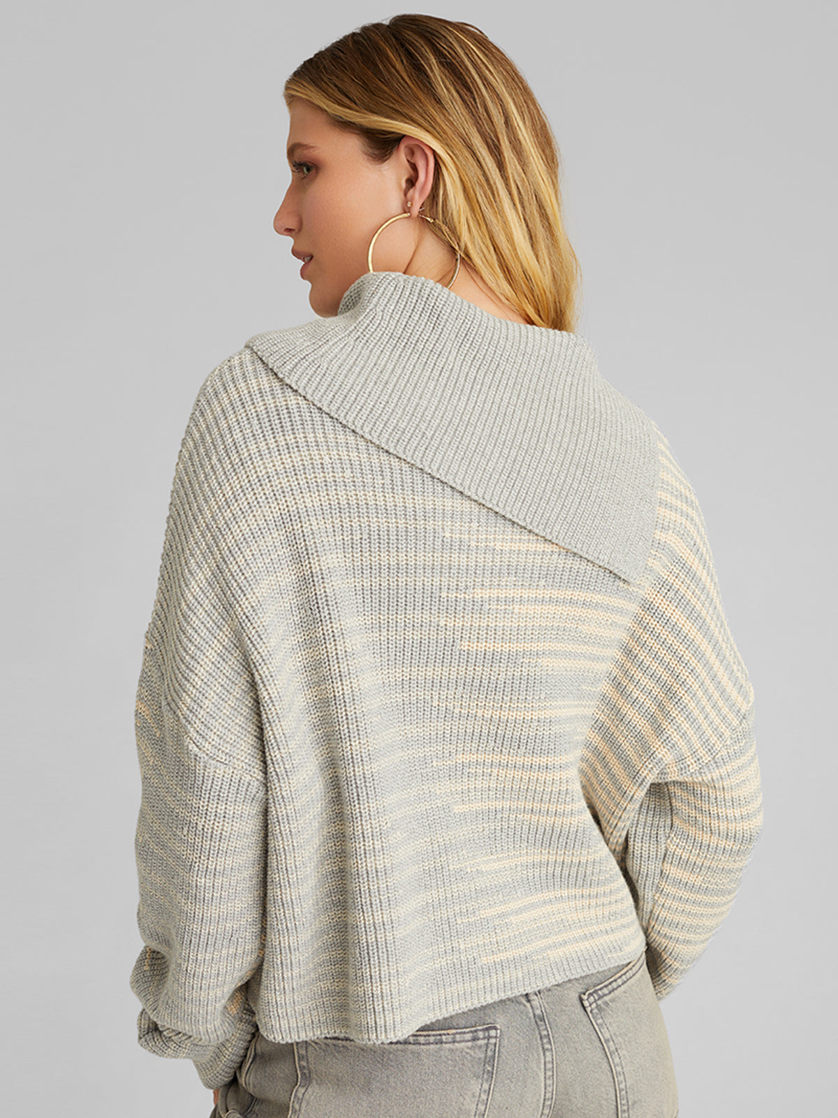 Lily: 100% Cotton Marl Split Turtleneck Pullover