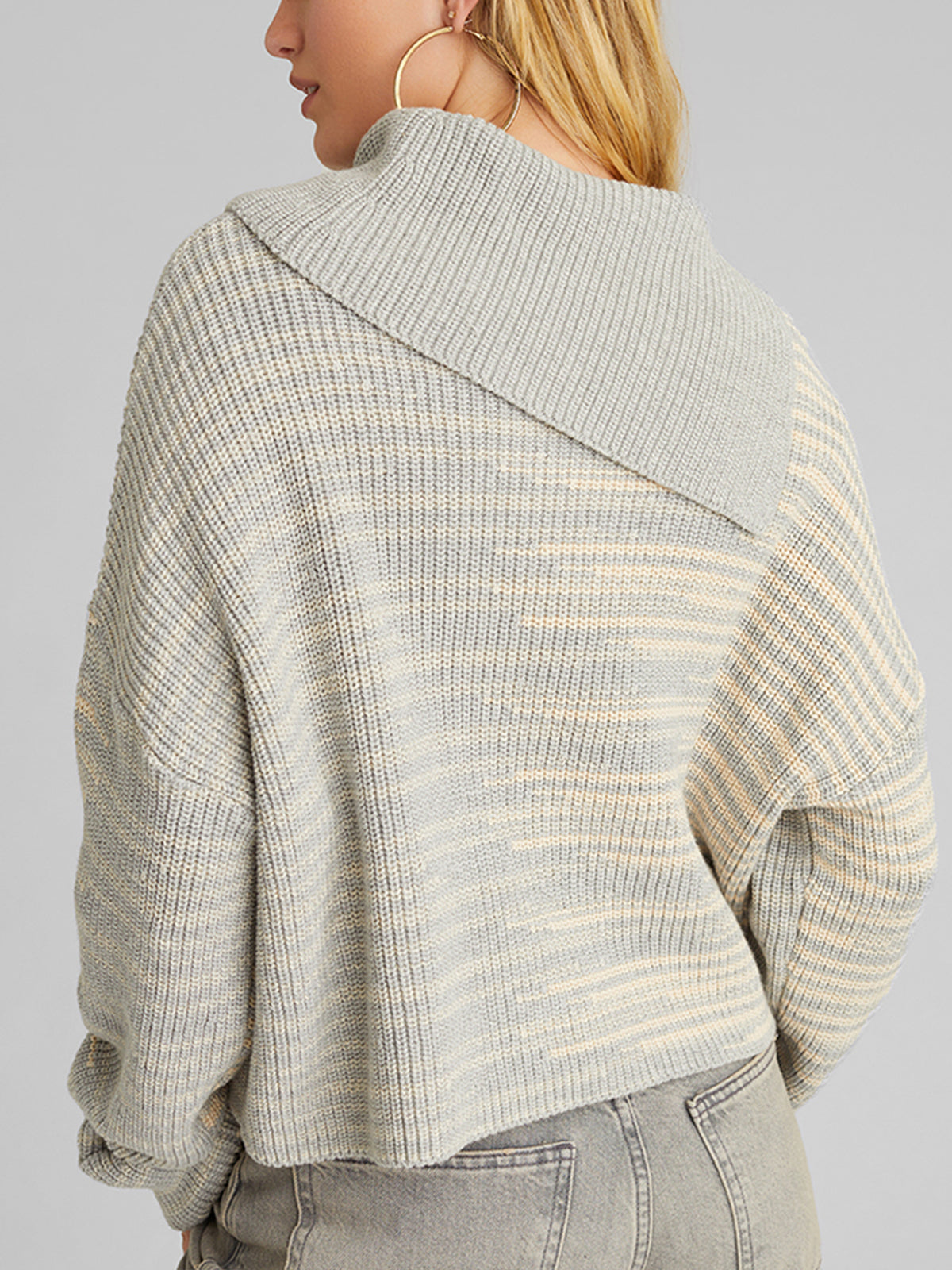 Lily: 100% Cotton Marl Split Turtleneck Pullover