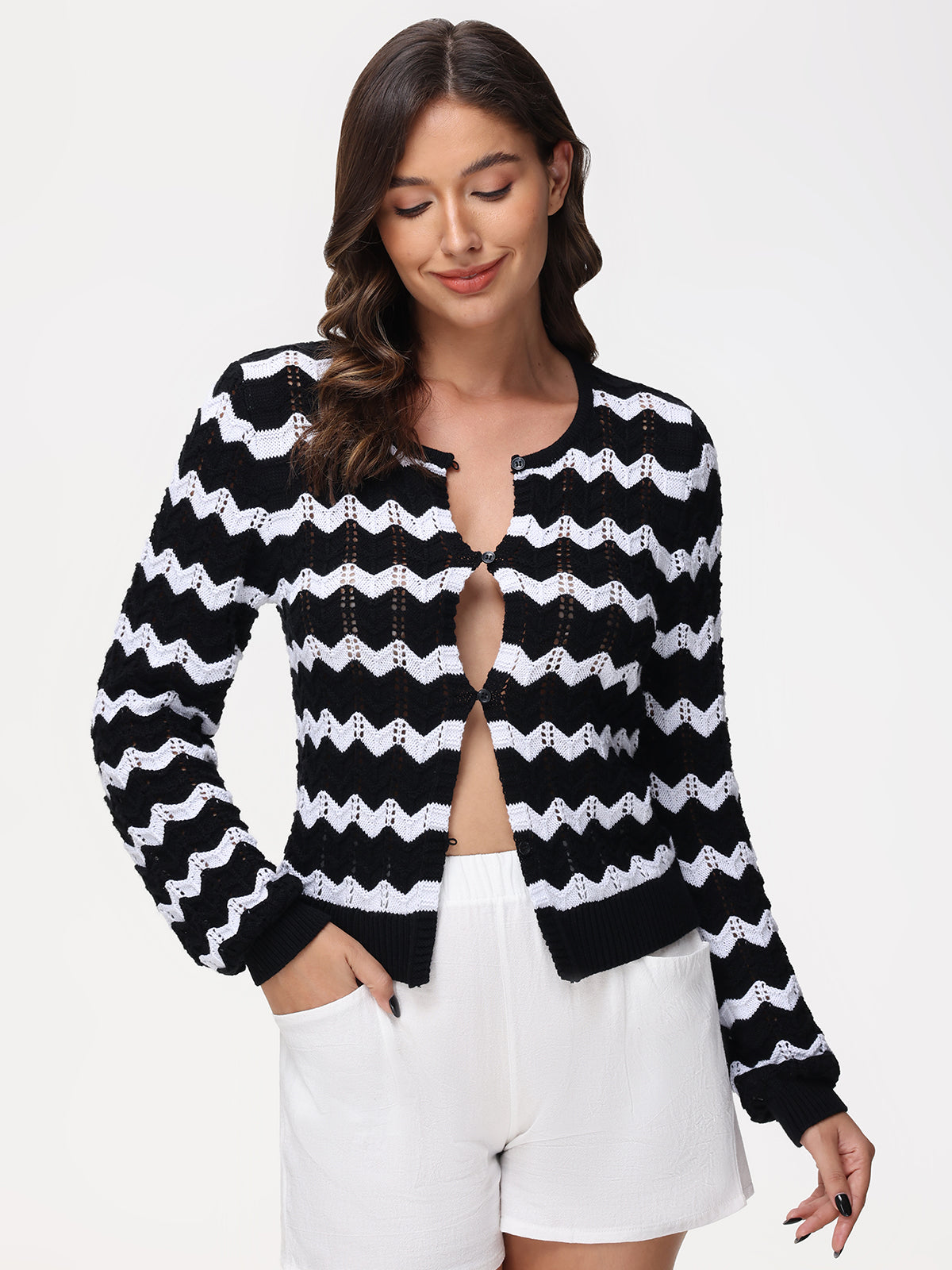 Ashley: Chevron Button Down Cardigan