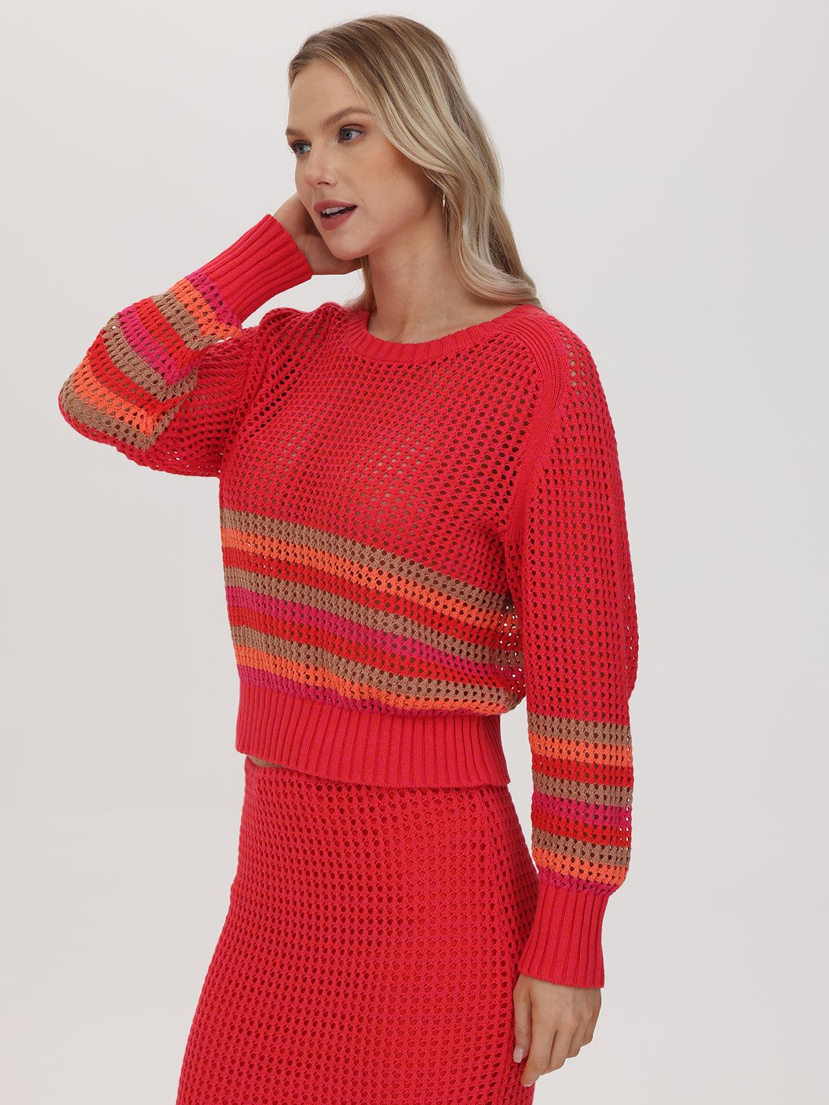 Vienna: 100% Cotton Stripe Pointelle Pullover