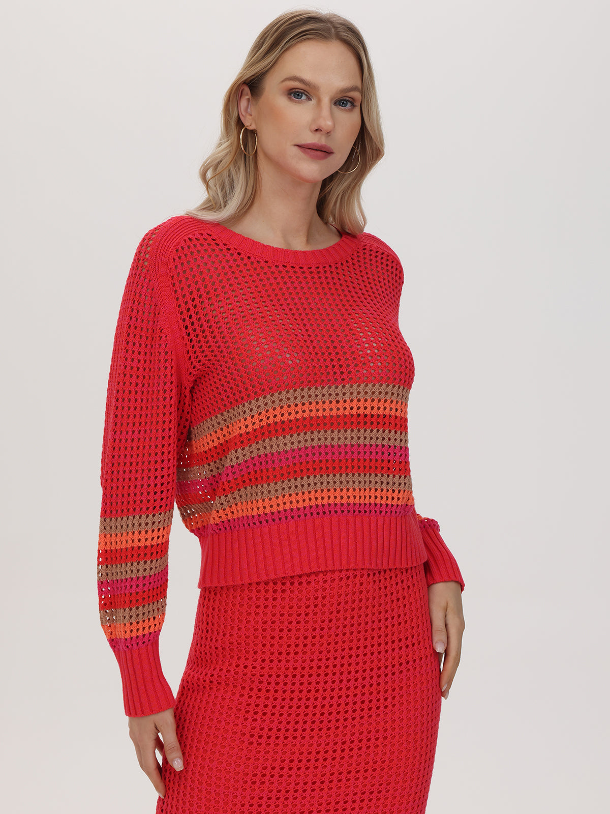 Vienna: 100% Cotton Stripe Pointelle Pullover