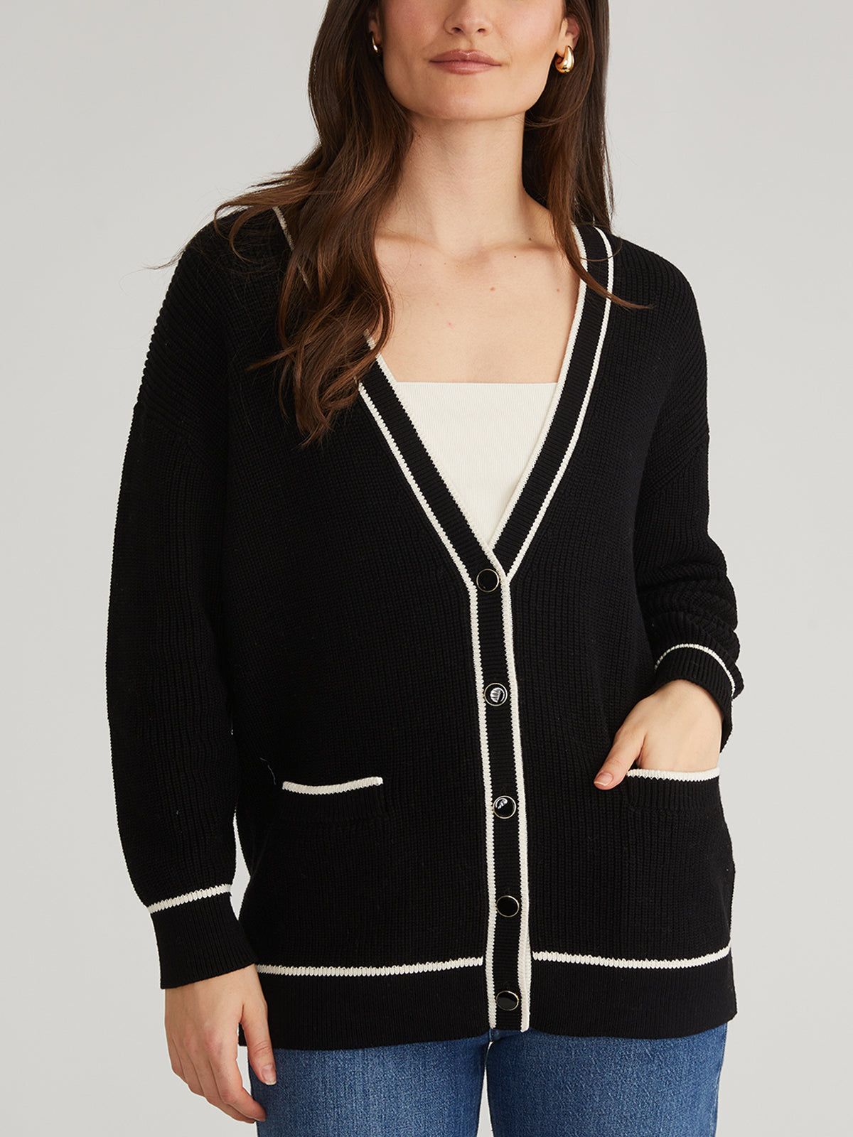 Emma: Tipped Oversized Cardigan