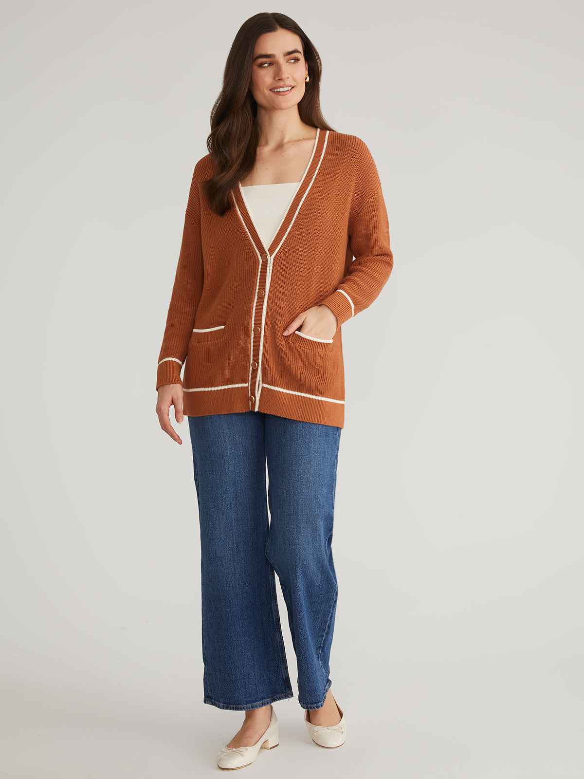 Emma: 100% Cotton Tipped Oversized Cardigan