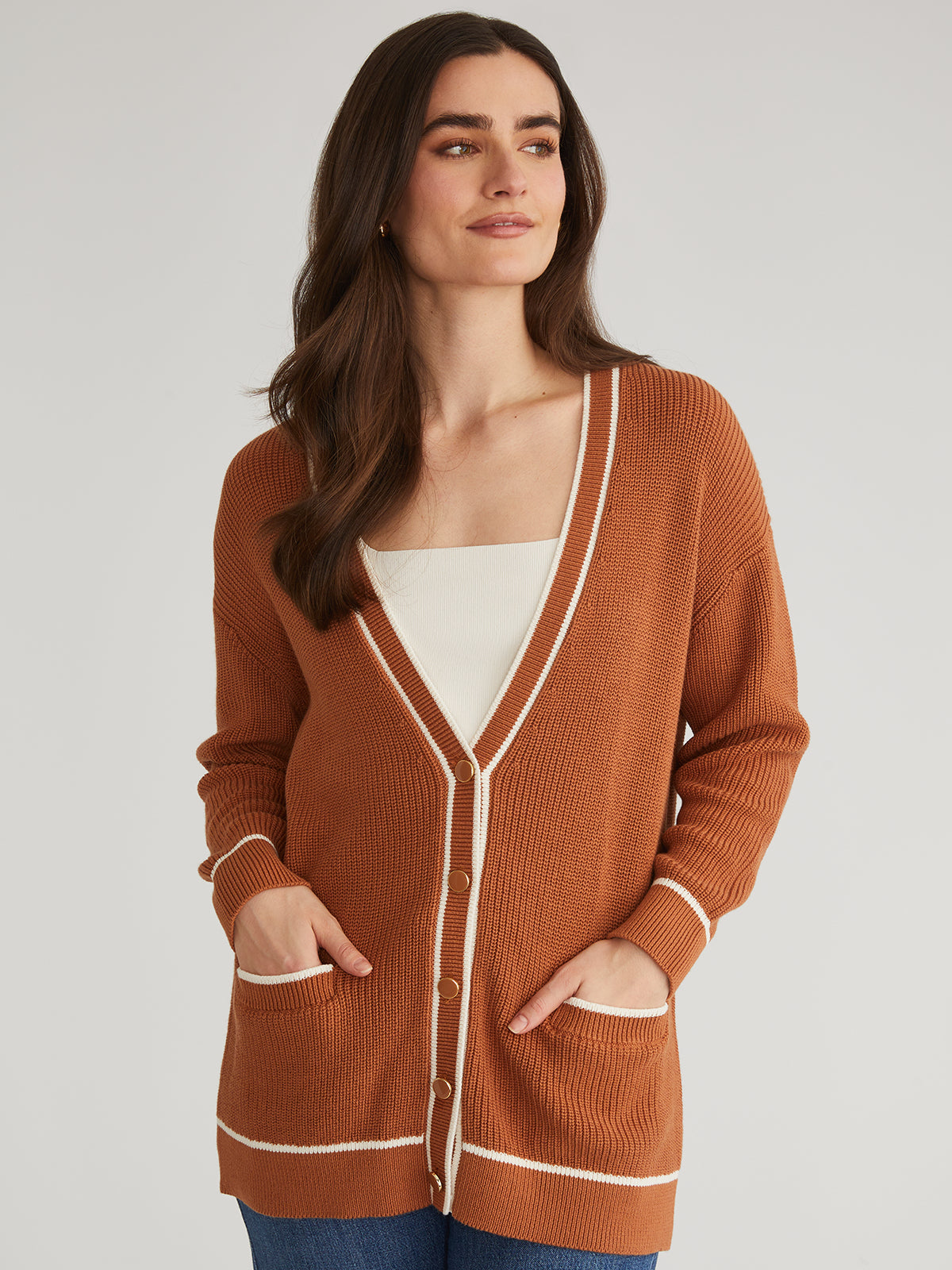 Emma: 100% Cotton Tipped Oversized Cardigan