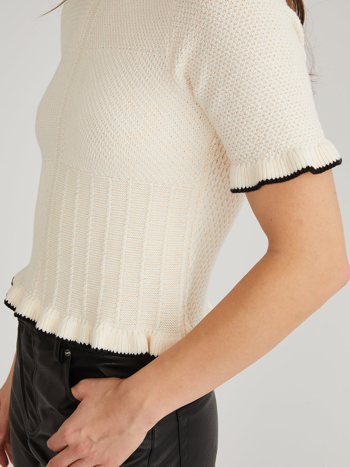 Caroline: Tipped Ruffle Pullover