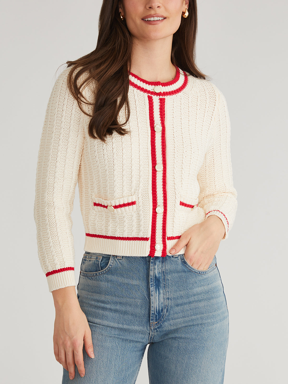 Laurel: Crewneck Tipped Cardigan