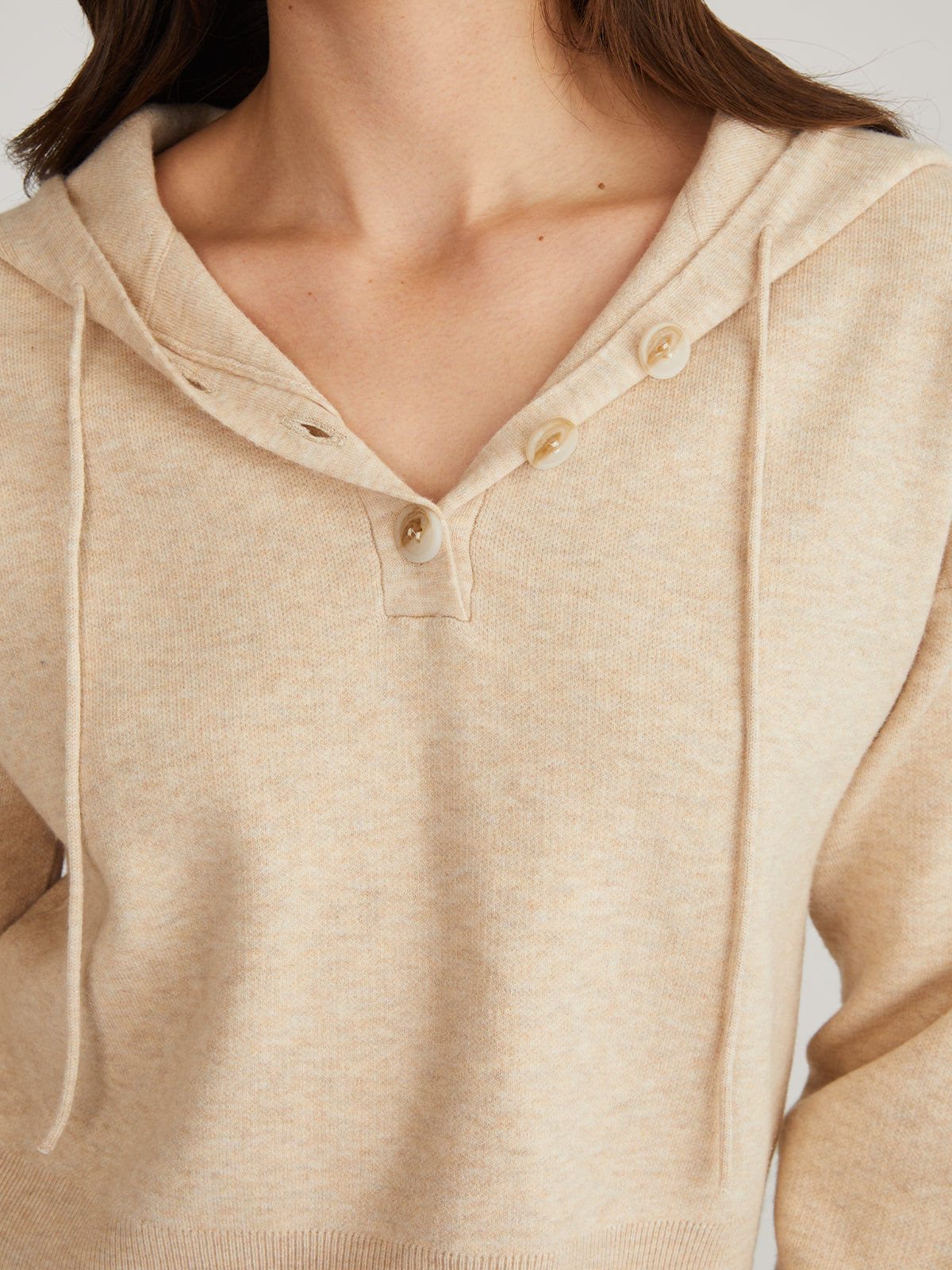 Laura: Cropped Henley Hoodie