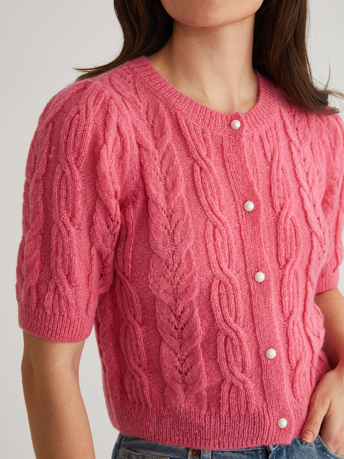 Lacey: Puff Sleeve Crew Cardigan