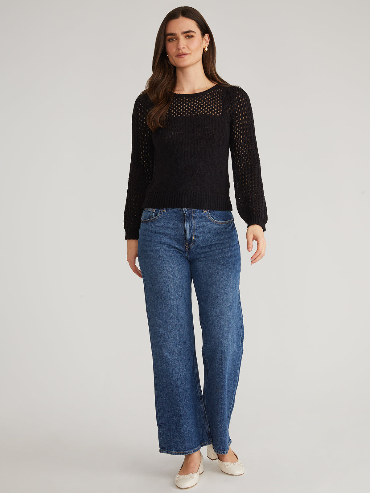 Brigid: Puff Sleeve Mesh Pullover