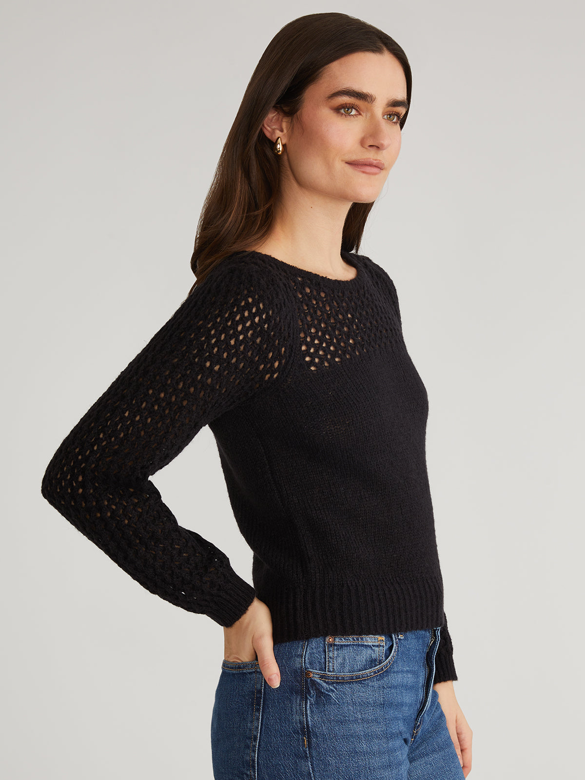 525 America Brigid Puff Sleeve Mesh Pullover