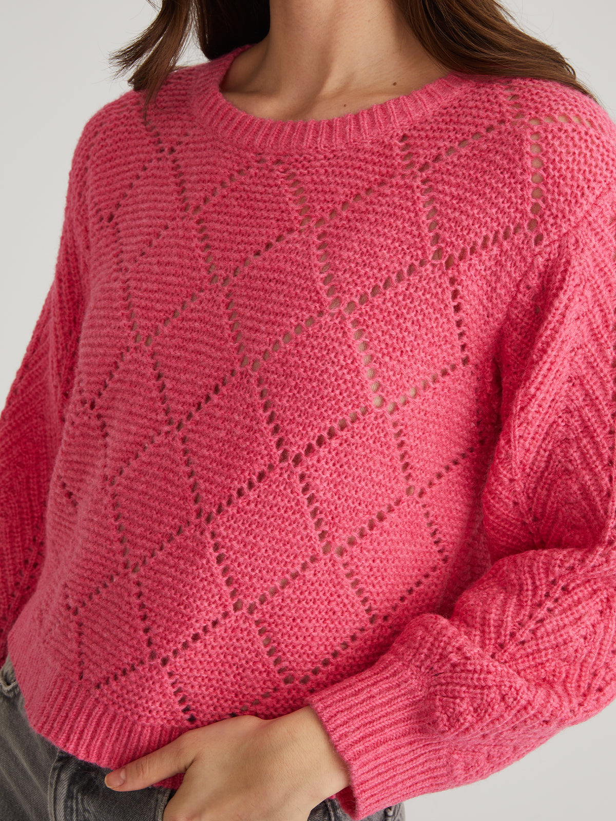 Anine Bing Pointelle Knit Sweater Rose deals Pink Size XS