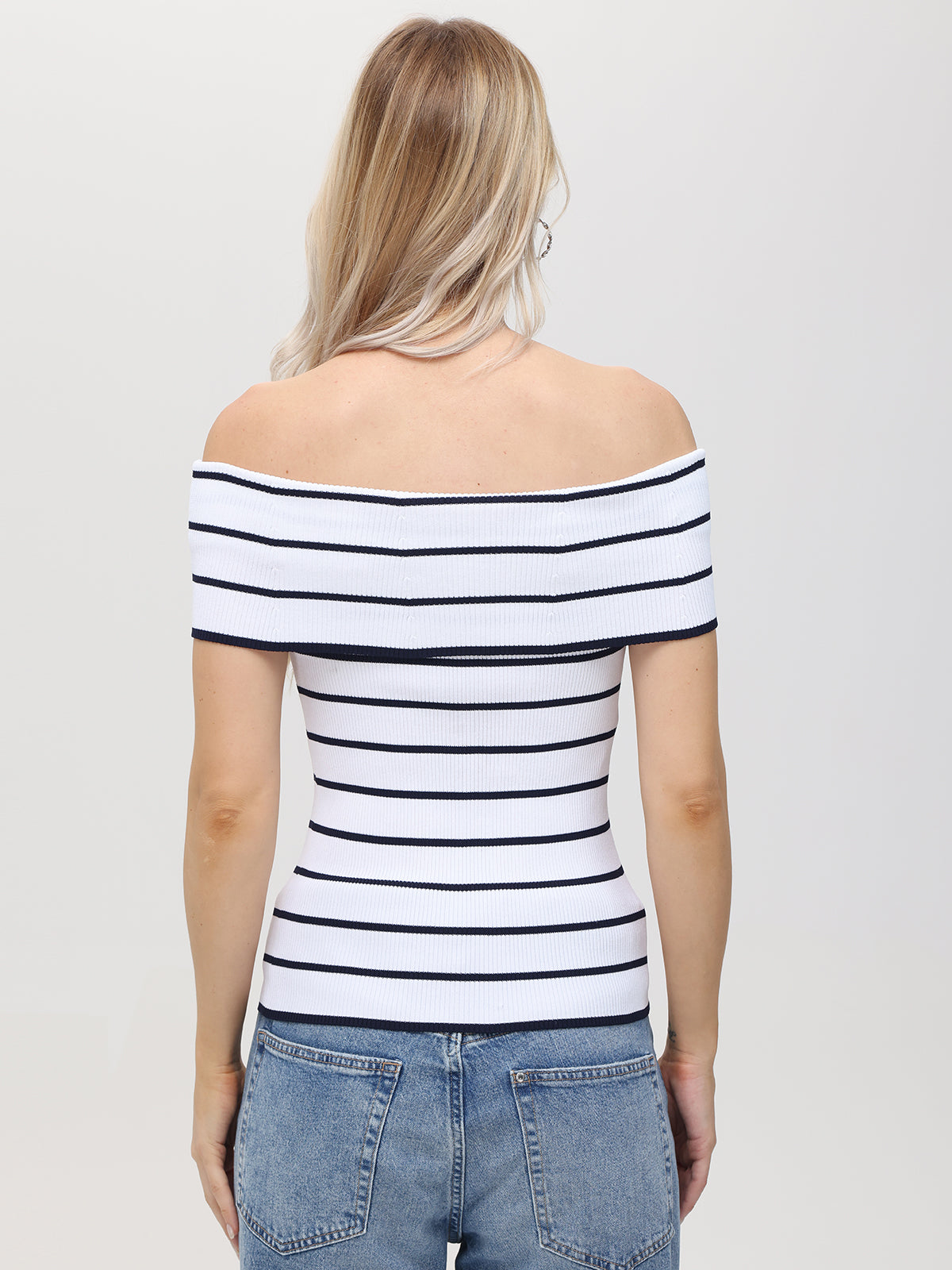 Essie: Stripe Off Shoulder Top