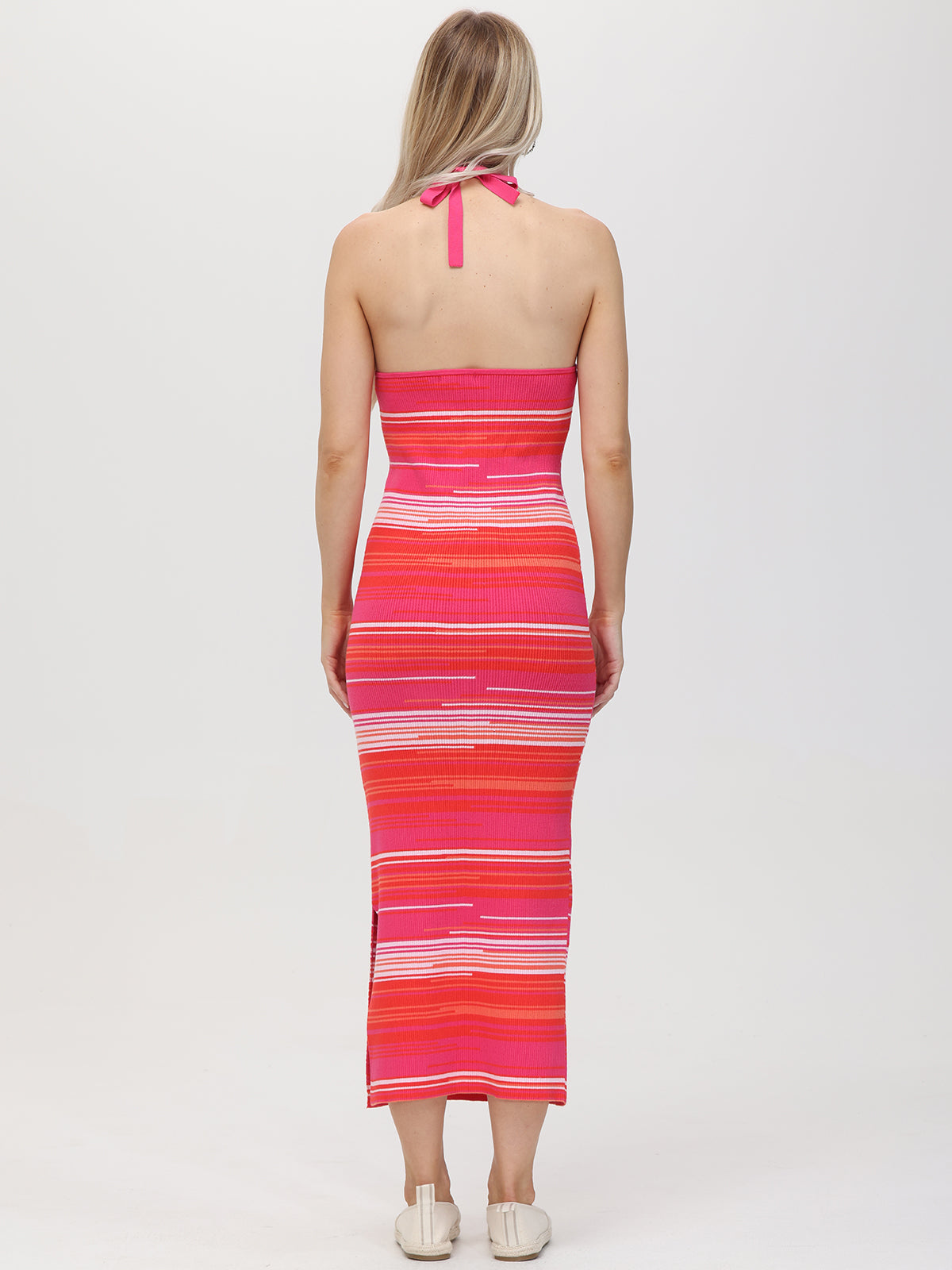 Aribella: Stripe Halter Maxi Dress