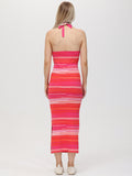 Aribella: Stripe Halter Maxi Dress