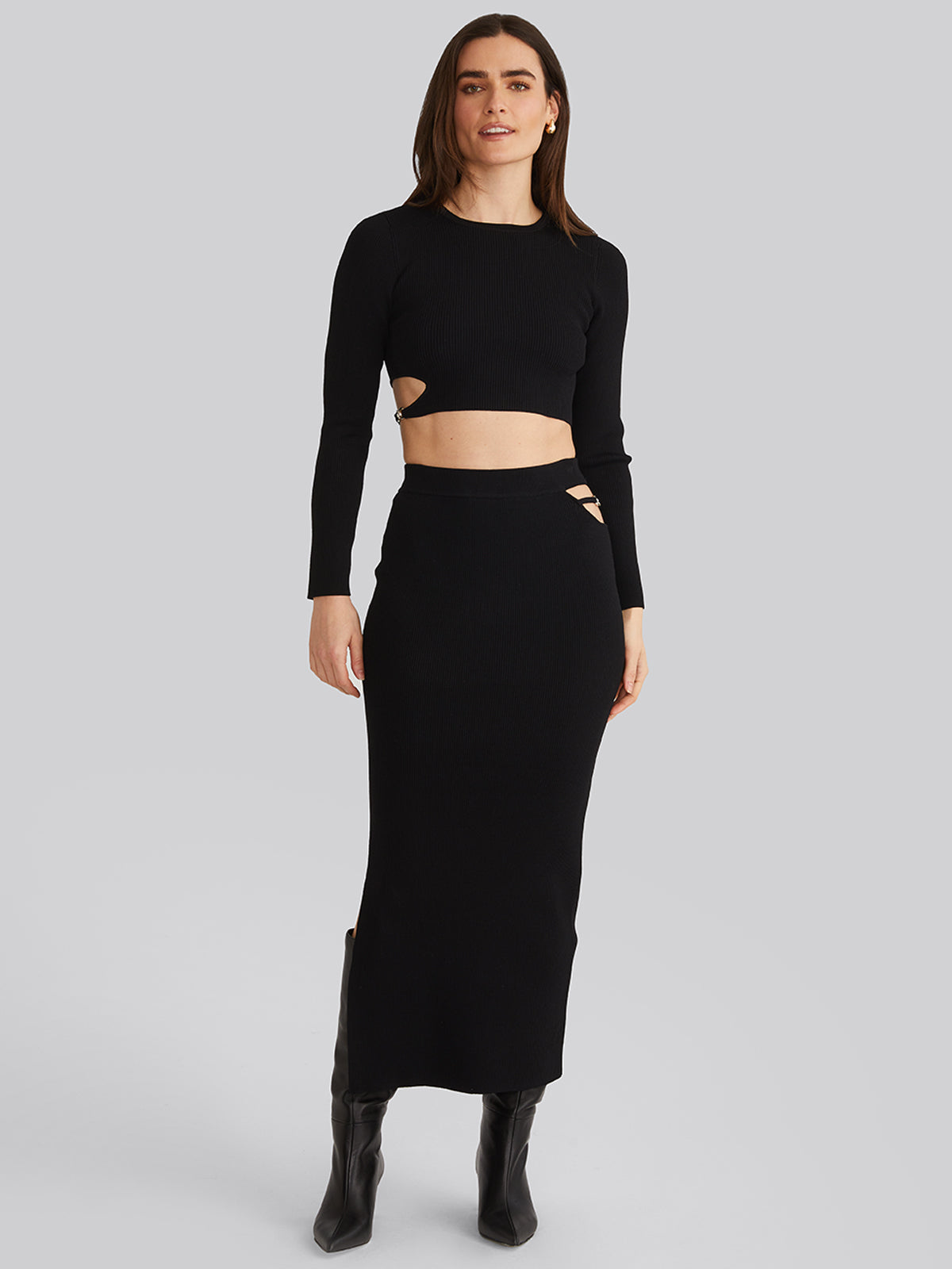 Alexia: Cropped Buckle Cutout Top