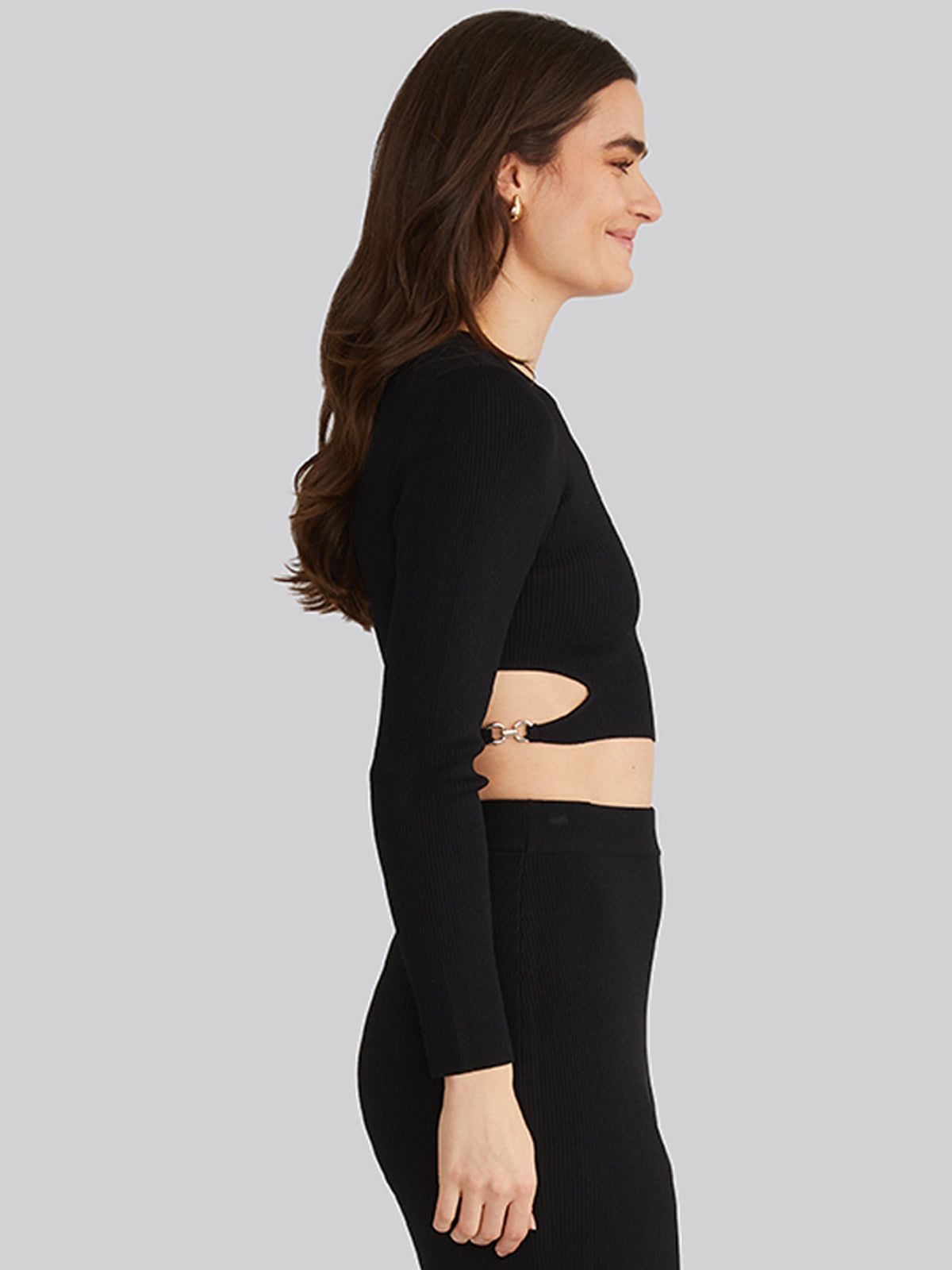 Alexia: Cropped Buckle Cutout Top