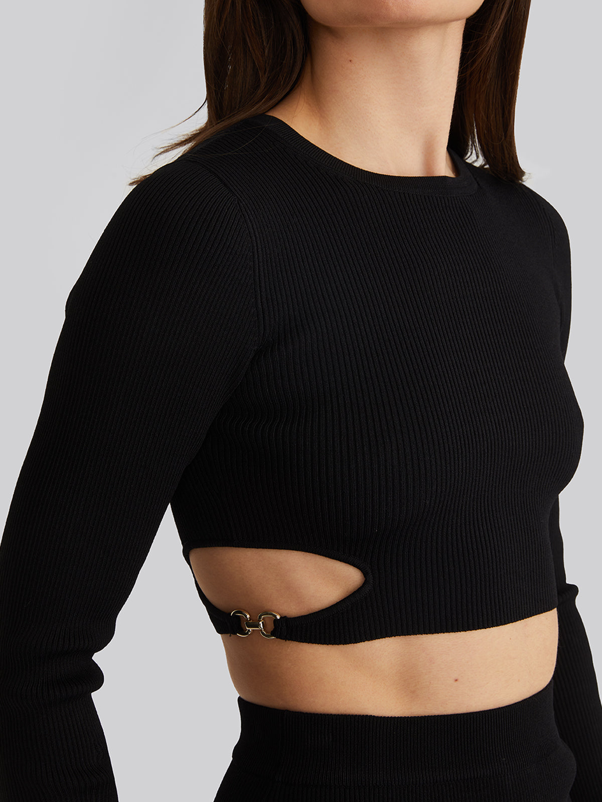 Alexia: Cropped Buckle Cutout Top