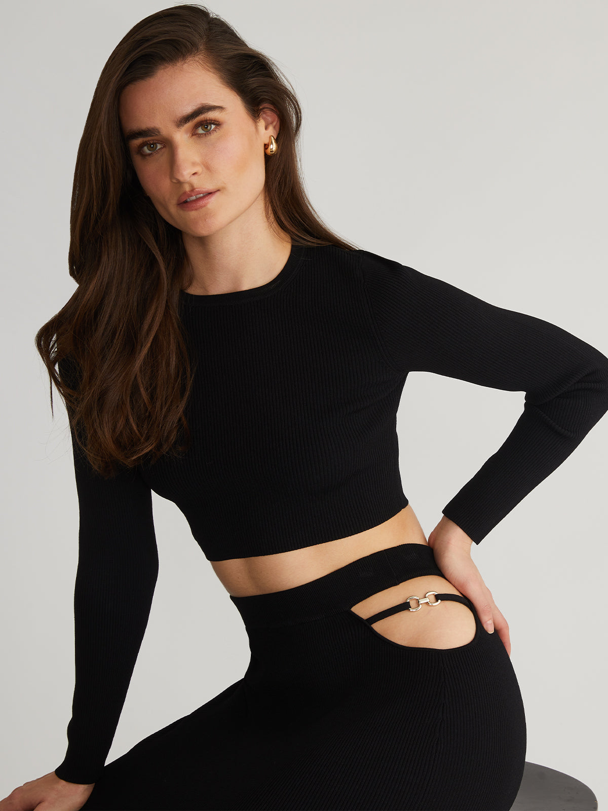 Alexia: Cropped Buckle Cutout Top