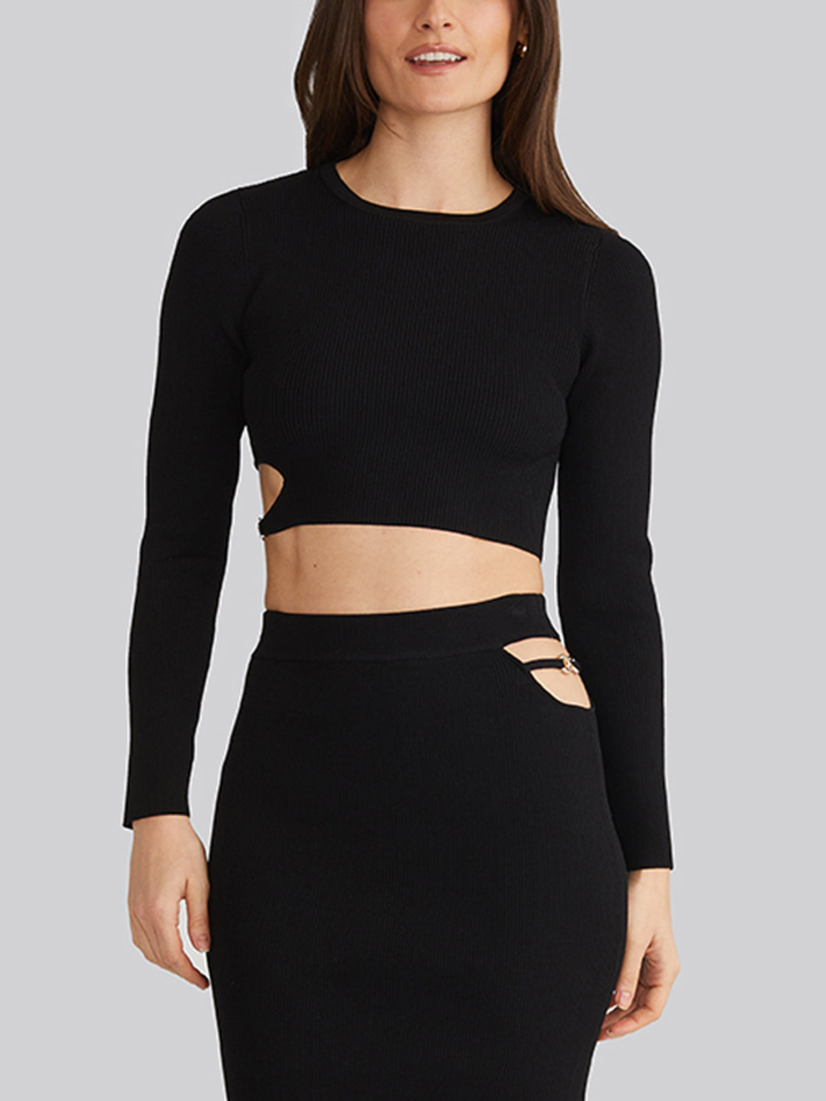 Alexia: Cropped Buckle Cutout Top