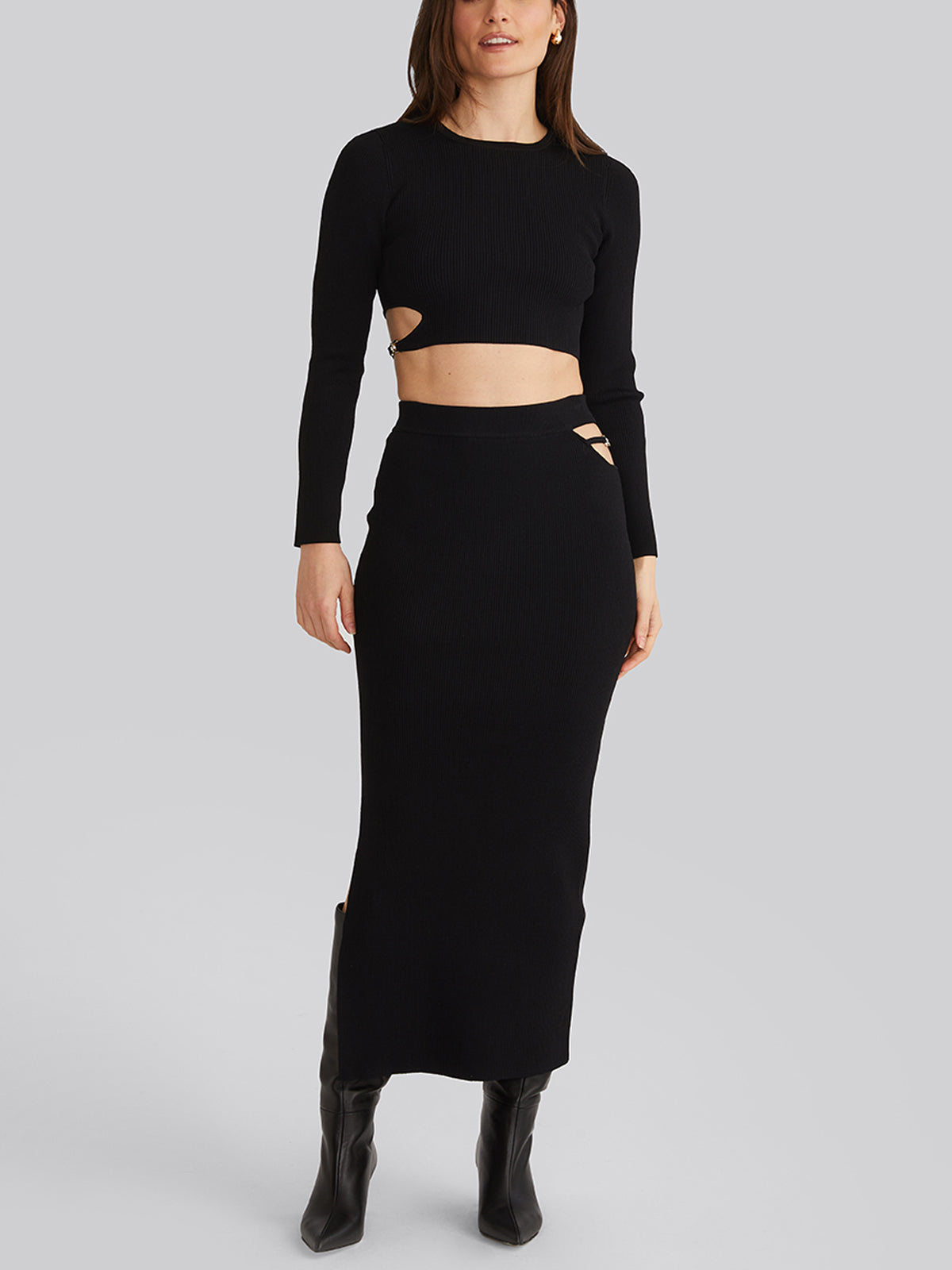 Alisha: Buckle Cutout Maxi Skirt