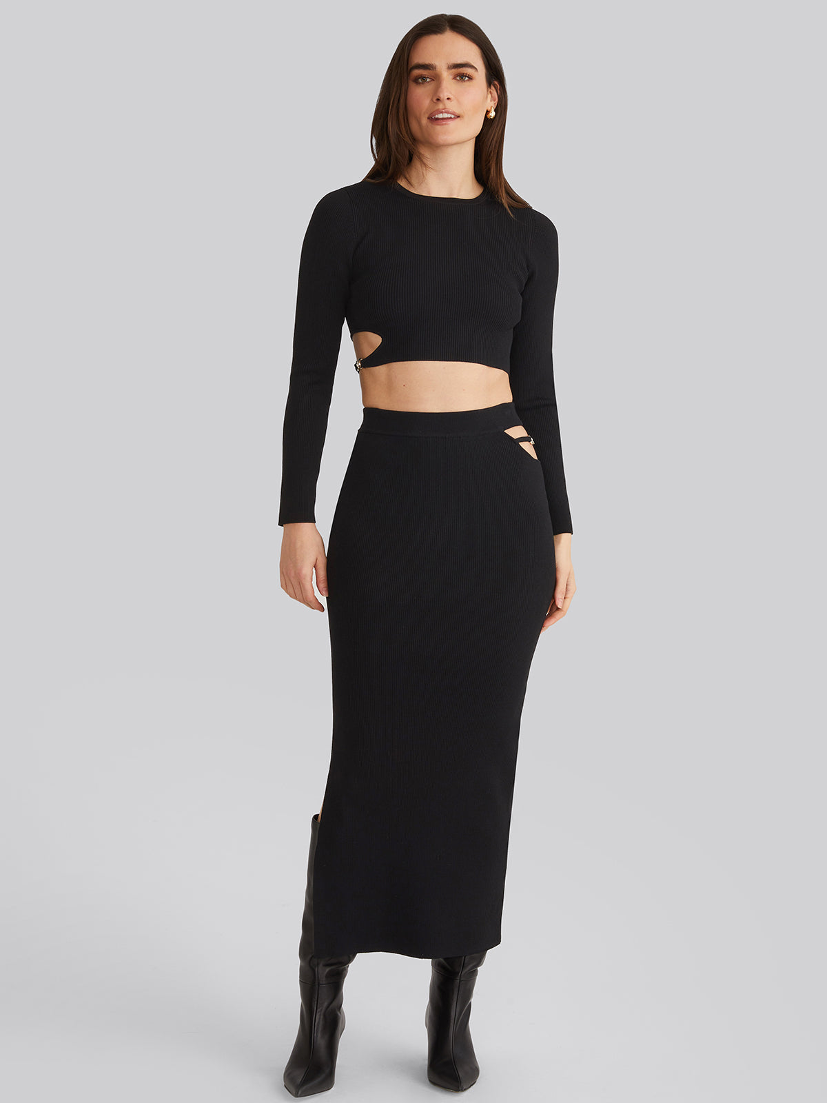 Alisha: Buckle Cutout Maxi Skirt