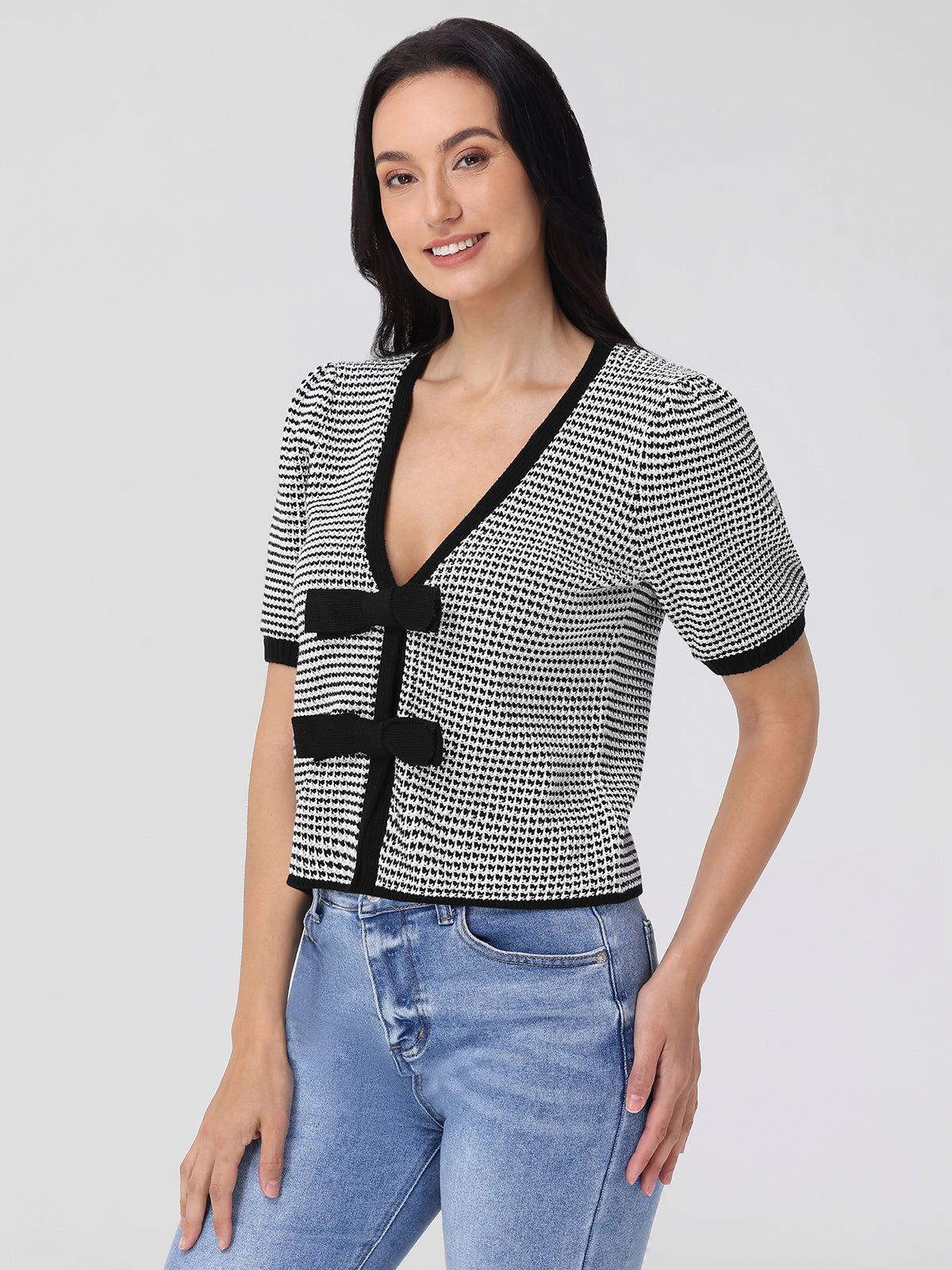 Elaine: Puff Sleeve Tie Front Top