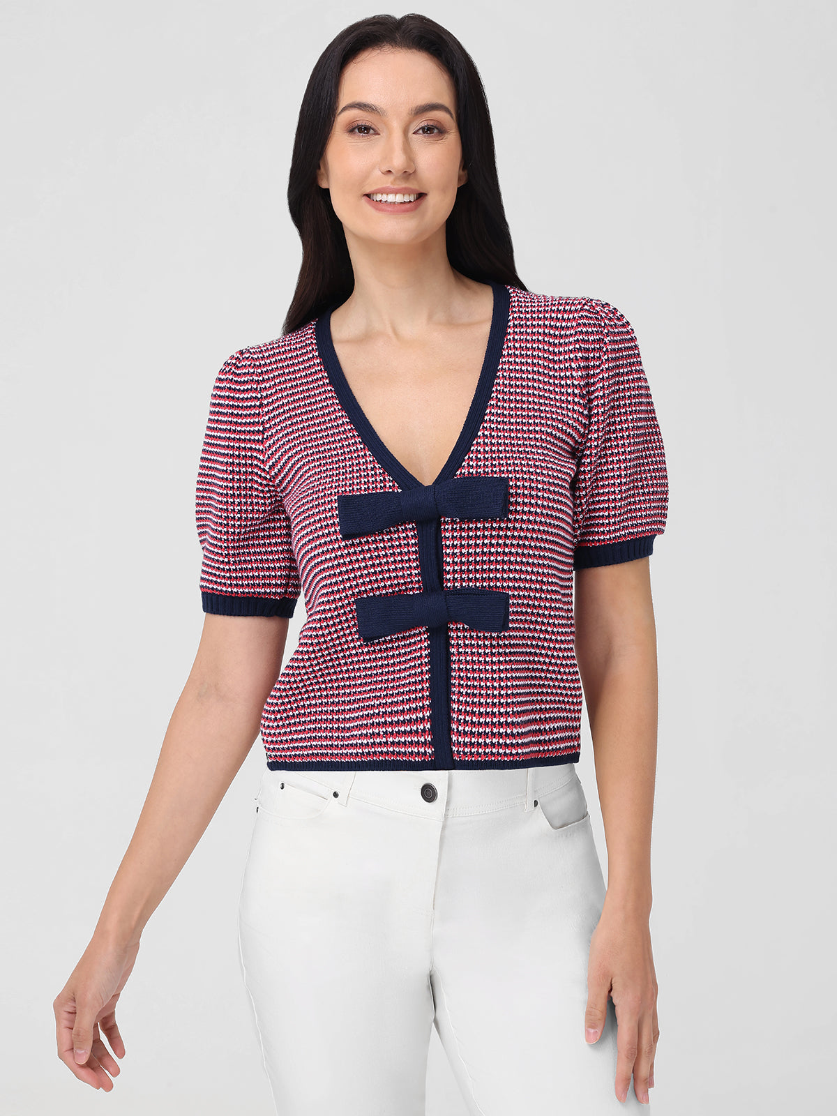 Elaine: Puff Sleeve Tie Front Top