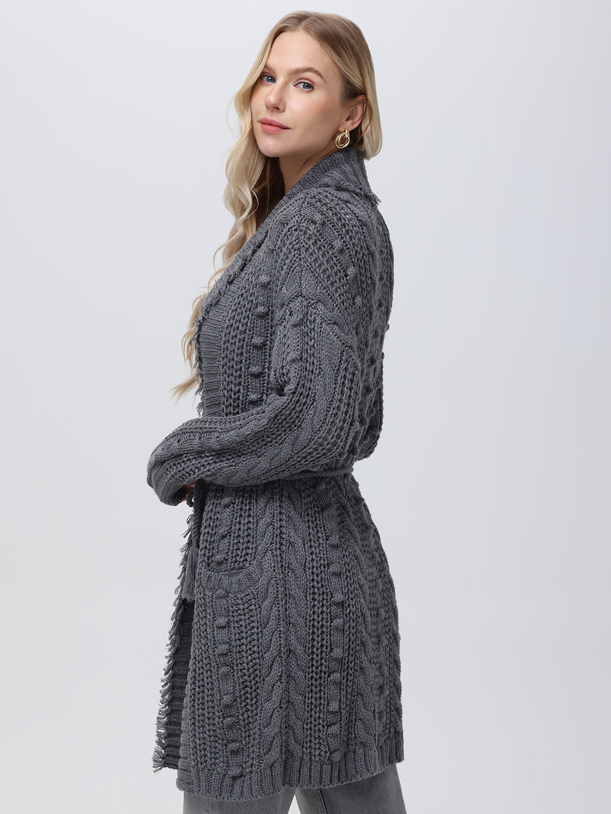 Penelope: Cable Long Wrap Cardigan