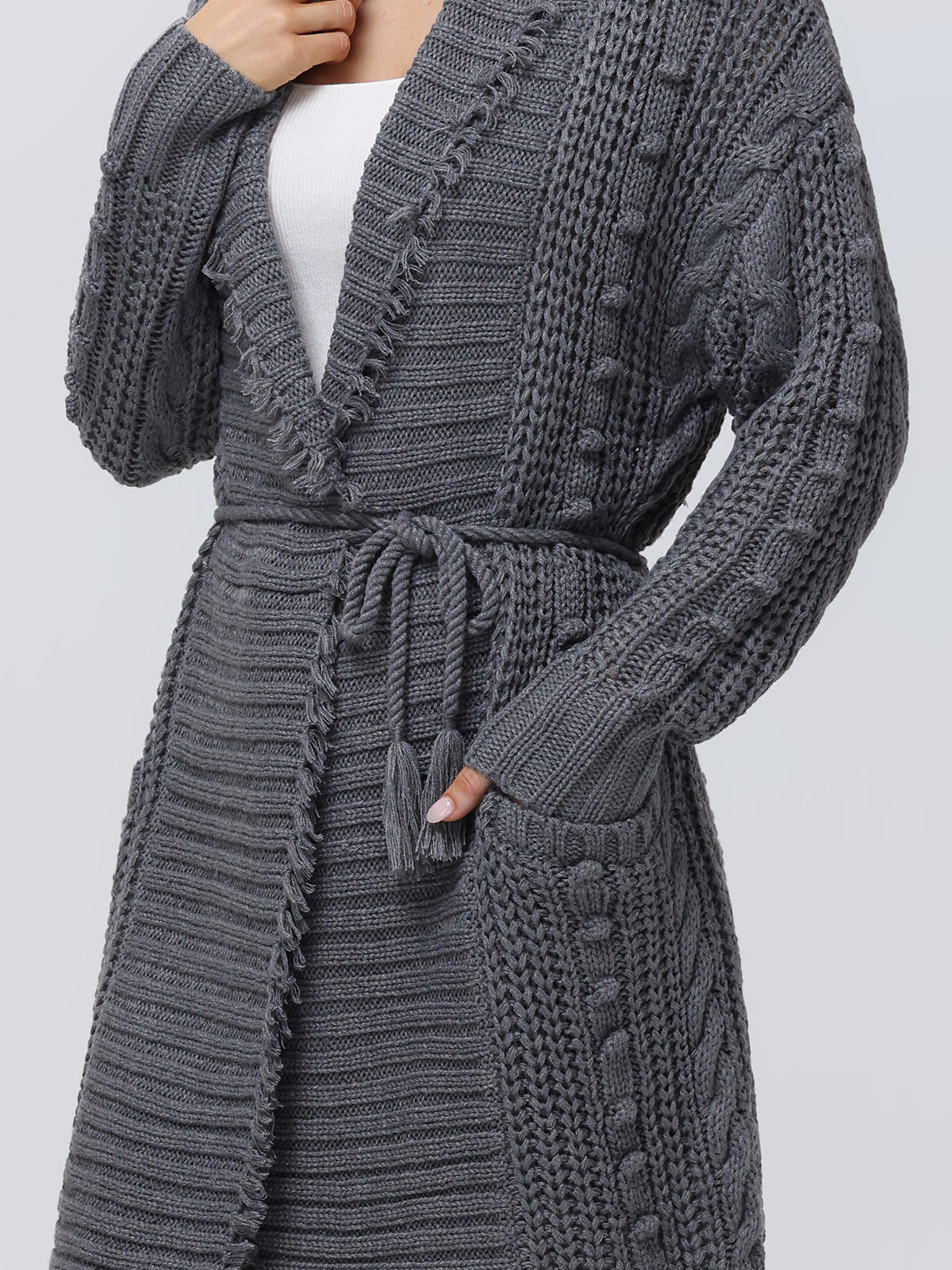 Penelope: Cable Long Wrap Cardigan