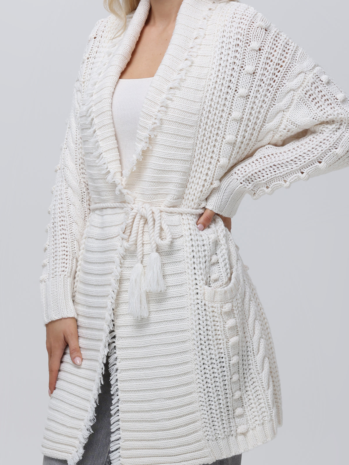 Penelope: Cable Long Wrap Cardigan