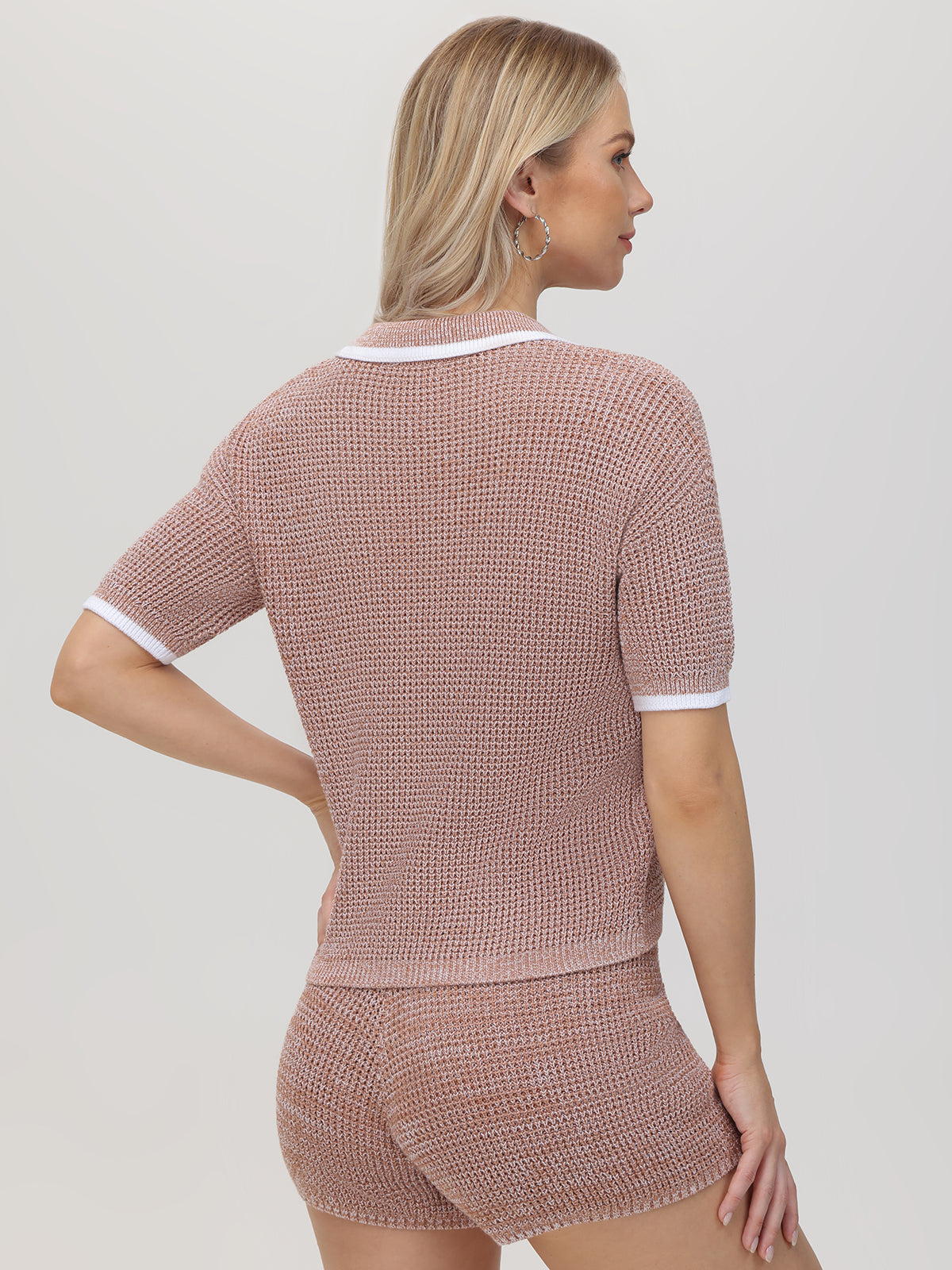 Kaia: Pointelle Polo Pullover