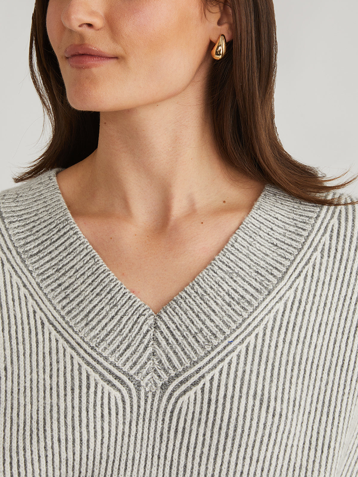 Diana: V-Neck Contrast Rib Sweater