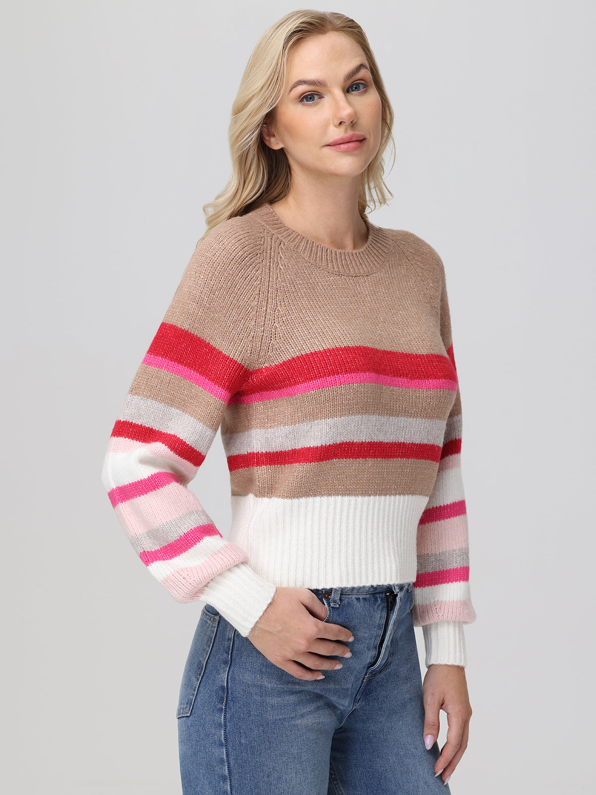 Georgia: Stripe Raglan Cropped Sweater