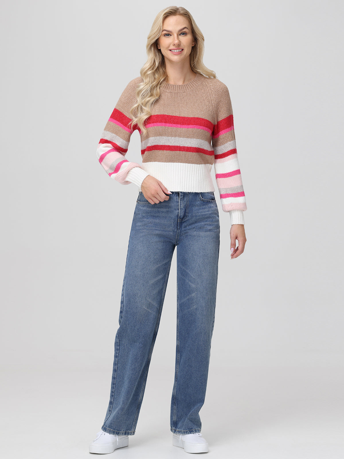 Georgia: Stripe Raglan Cropped Sweater