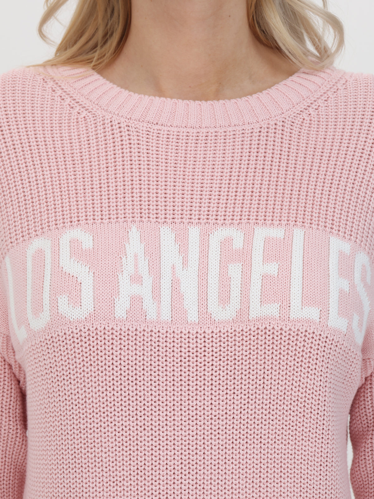 Los Angeles: 100% Cotton Crewneck Shaker Stitch Sweater