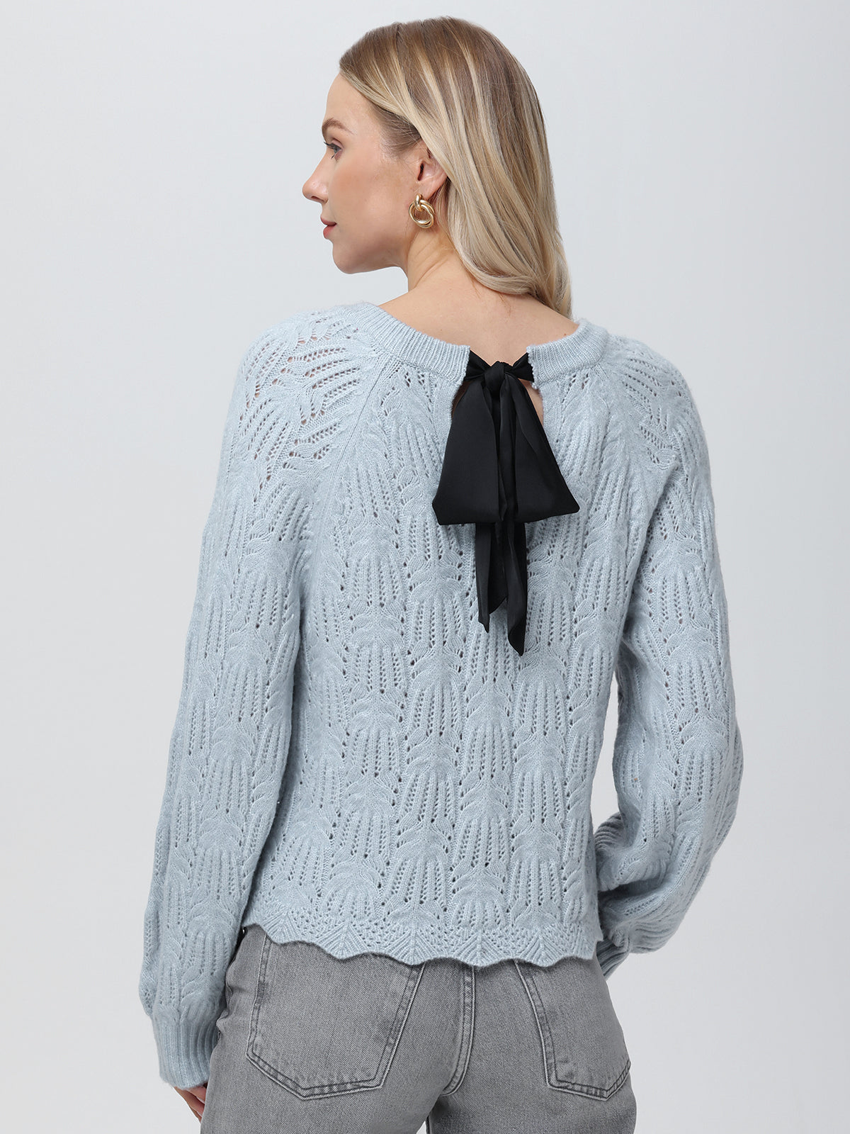 Athena: Pointelle Bow Back Sweater