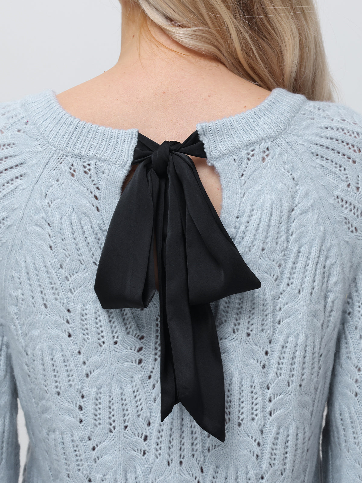 Athena: Pointelle Bow Back Sweater