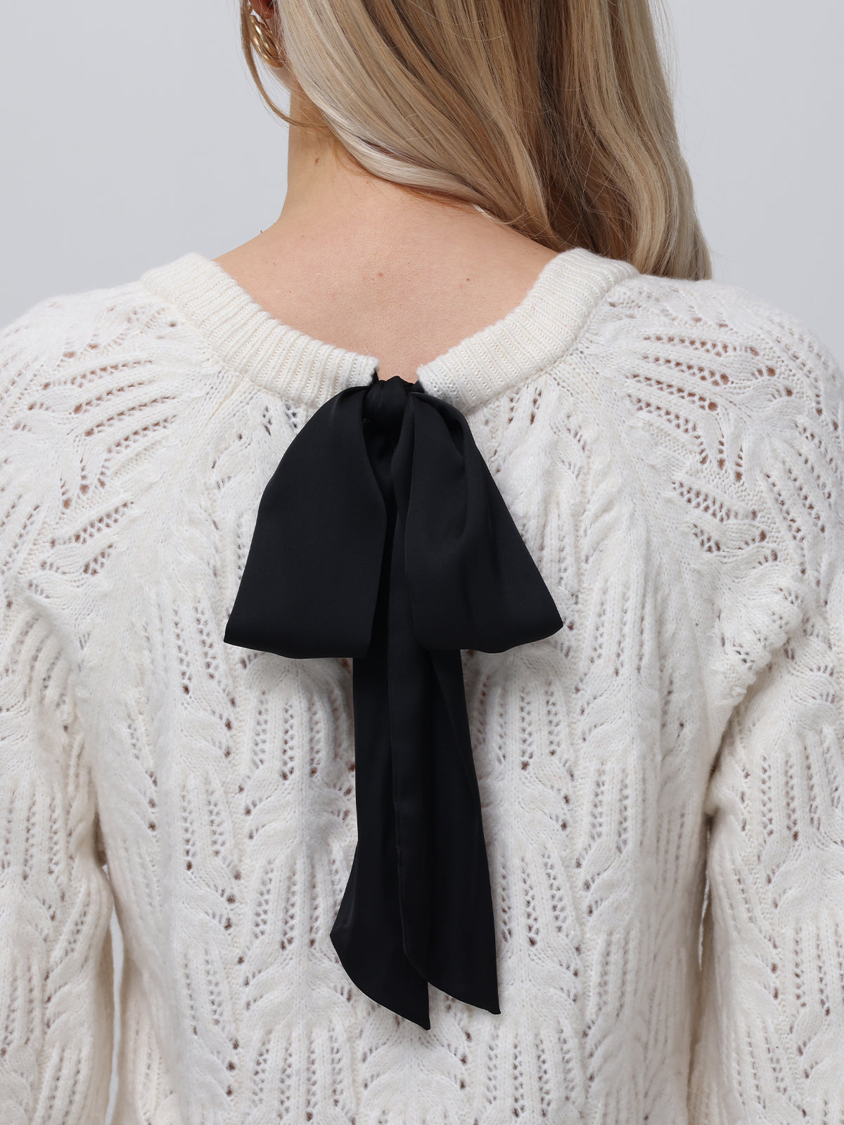 Athena: Pointelle Bow Back Sweater