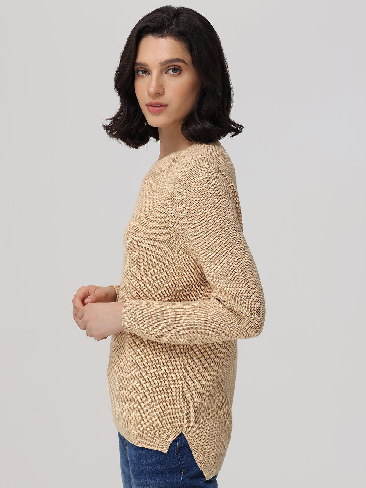 Emma: 100% Organic Cotton Crewneck Shaker Sweater