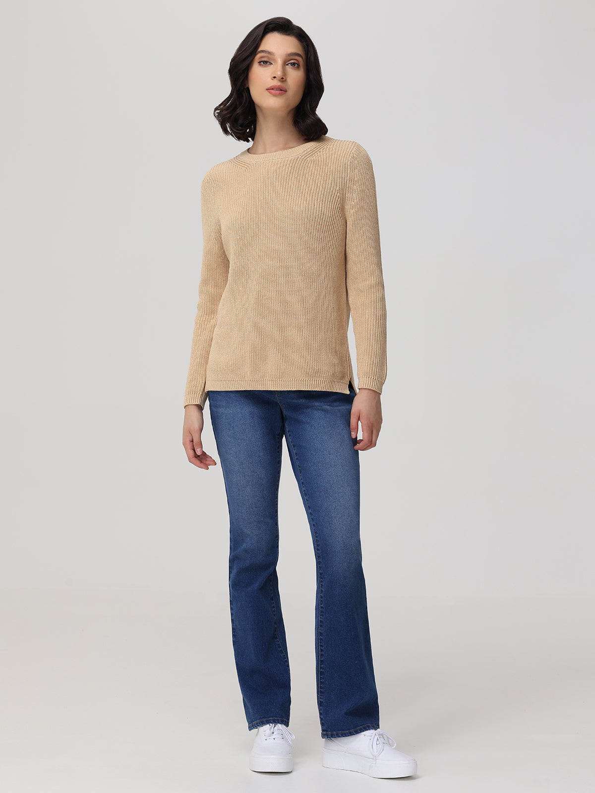 Emma: 100% Organic Cotton Crewneck Shaker Sweater