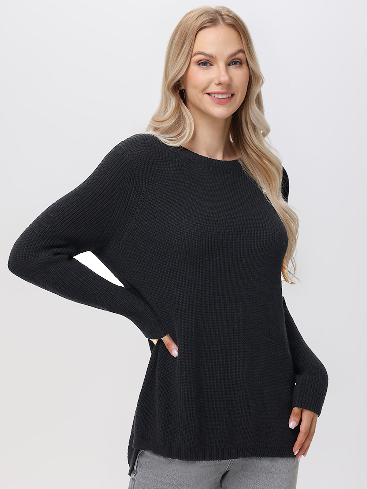 Emma: 100% Organic Cotton Crewneck Shaker Sweater