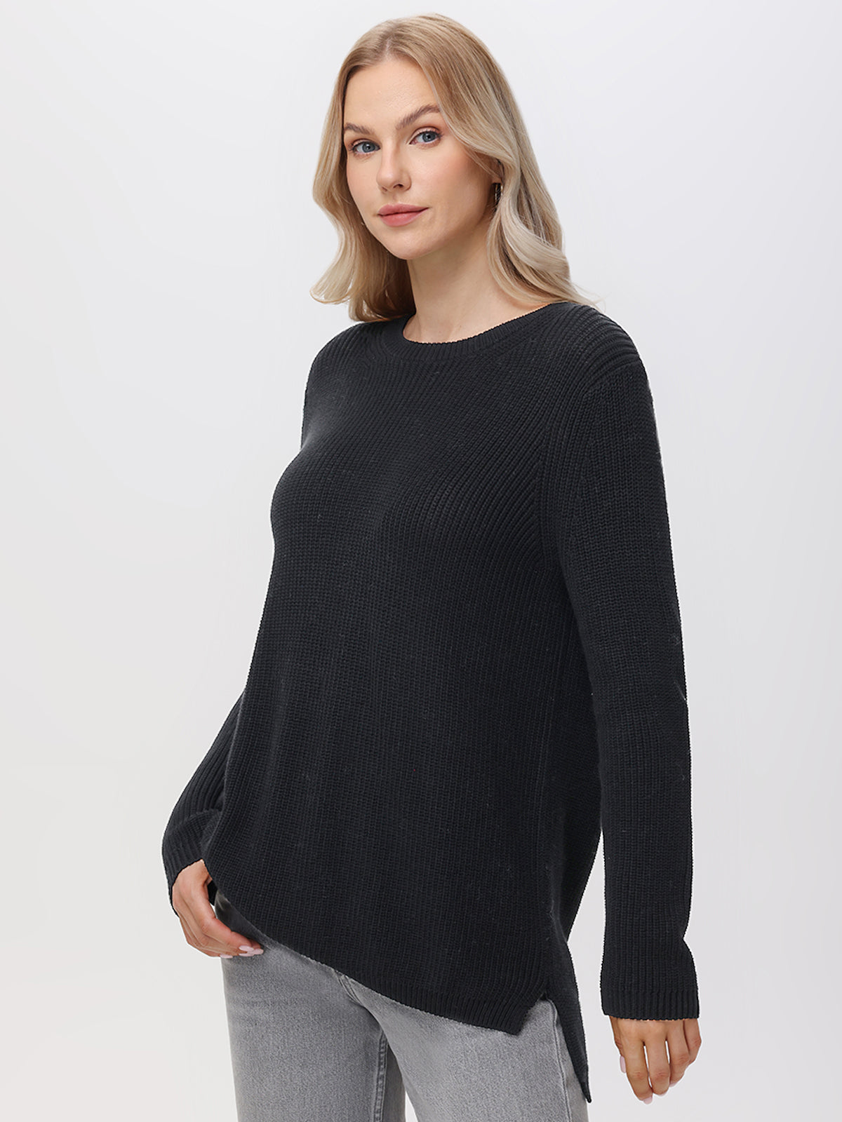 Emma: 100% Organic Cotton Crewneck Shaker Sweater