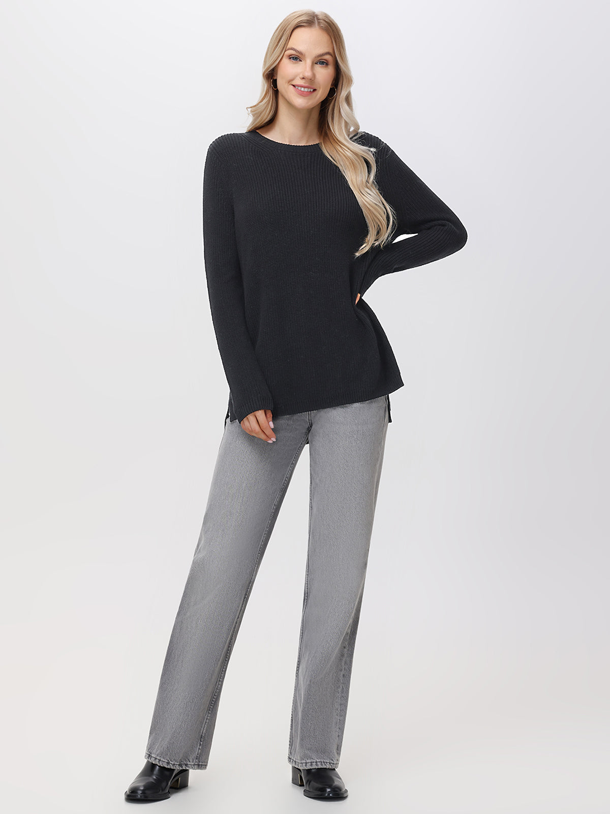 Emma: 100% Organic Cotton Crewneck Shaker Sweater