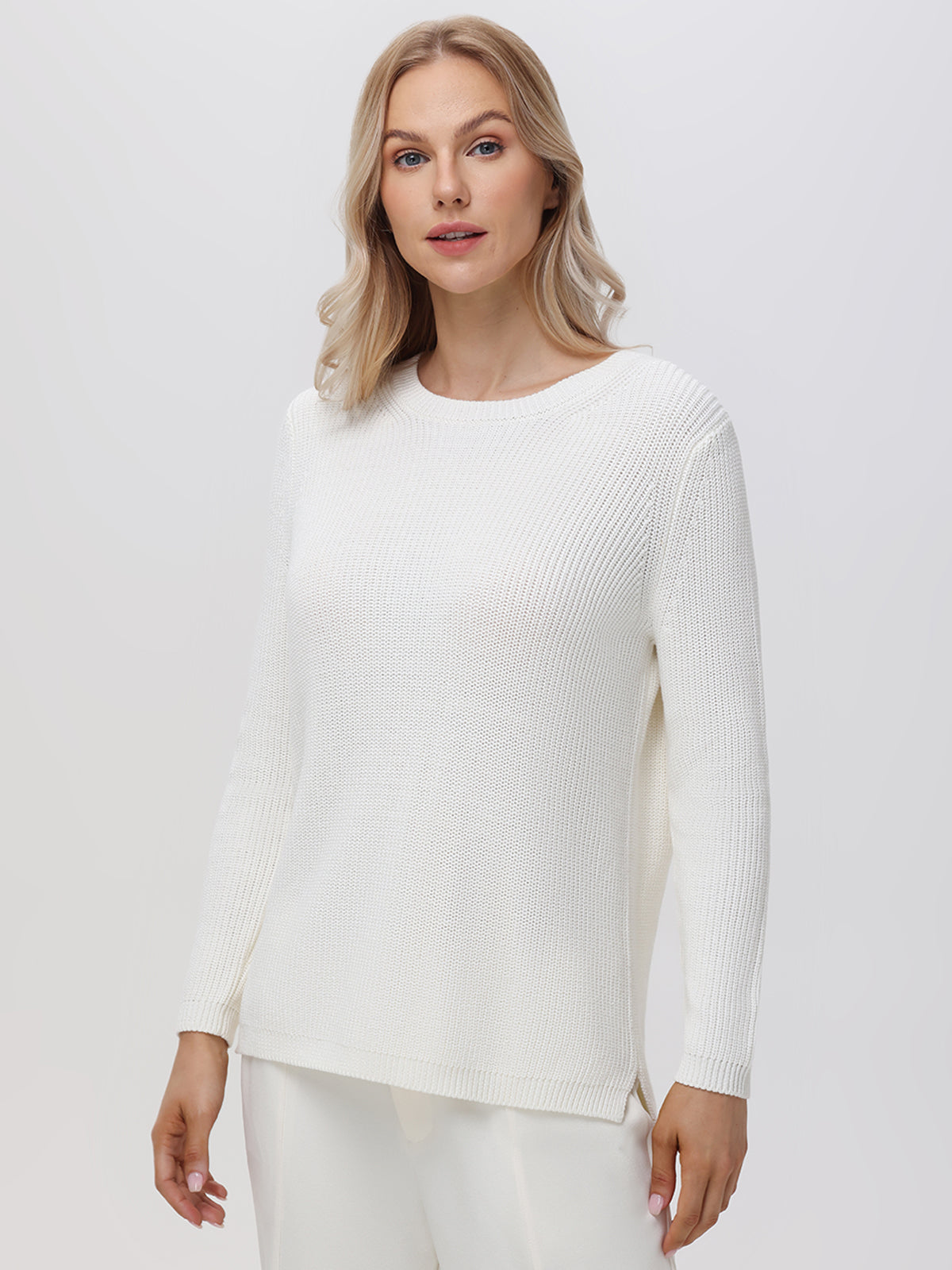 Emma: 100% Organic Cotton Crewneck Shaker Sweater