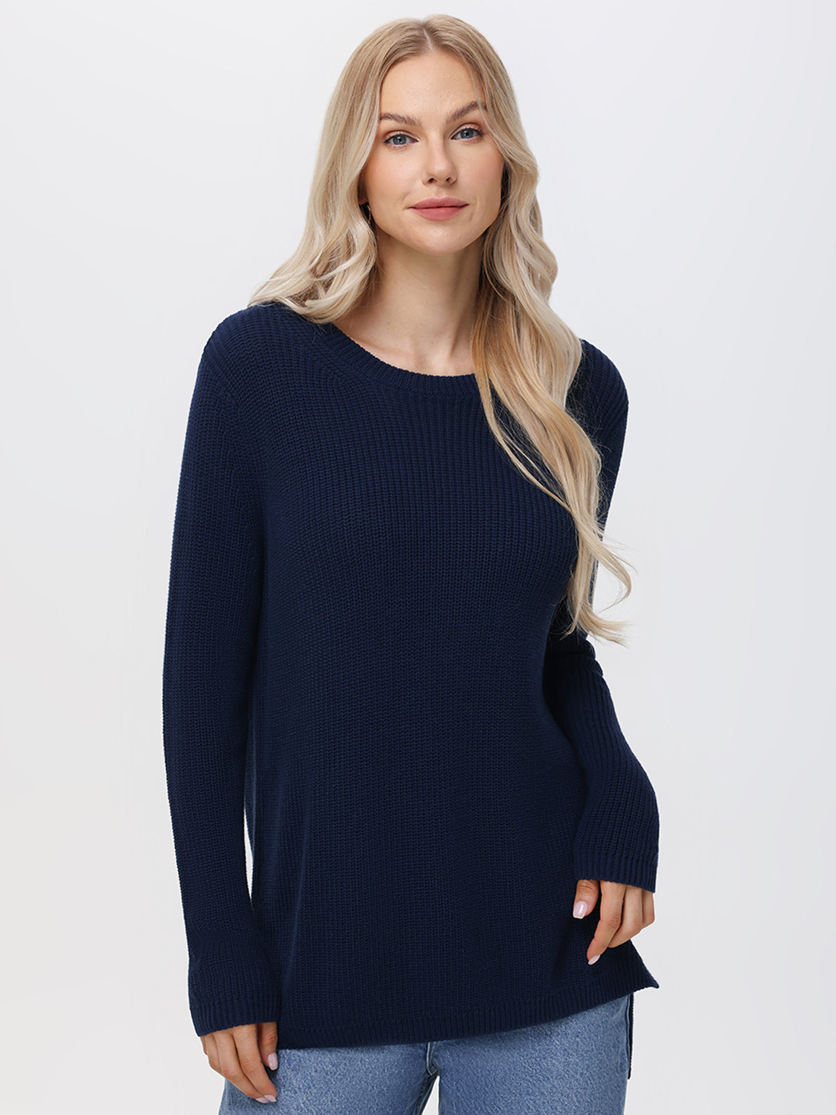 Emma: 100% Organic Cotton Crewneck Shaker Sweater