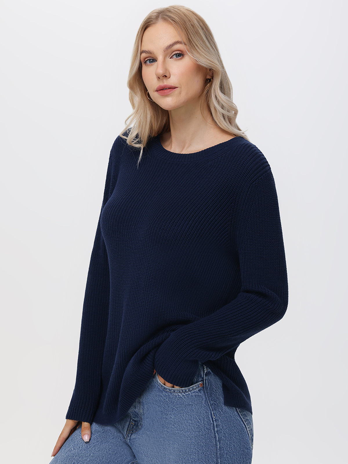 Emma: 100% Organic Cotton Crewneck Shaker Sweater