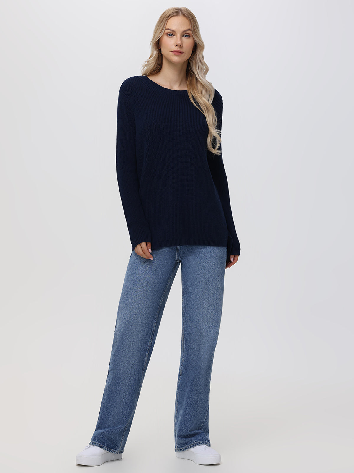 Emma: 100% Organic Cotton Crewneck Shaker Sweater